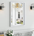 Syndra White Wood Frame Bathroom Mirror, Waterproof Slim Deep Frame, by Syndra
