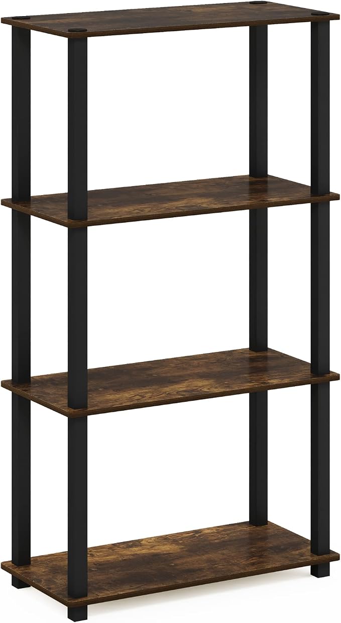 Furinno TURN-S-TUBE Storage Shelves, 4-Tier Book Shelf, Corner Shelf, Toolless - Image 5