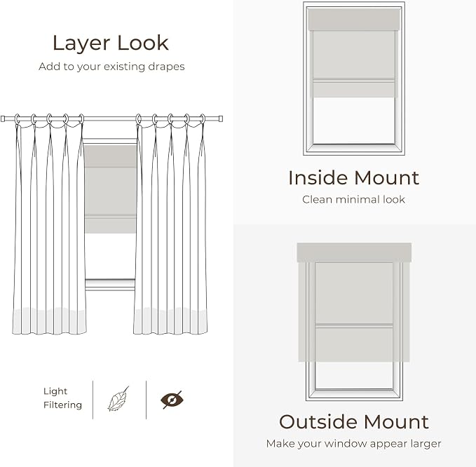 TWOPAGES Woven Bamboo Cordless Roman Shades, Custom No Drill or Motorized Blinds - Image 8