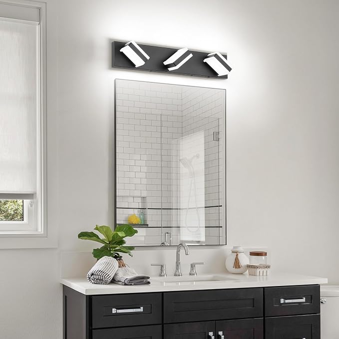 SOLFART LED Dimmable Black Vanity Light Over Mirror, 3 Lights Bathroom Light - Image 9