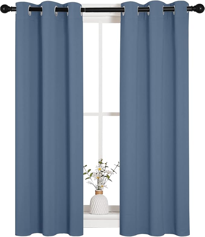 NICETOWN Thermal Insulated Curtains Blackout Draperies, Stone Blue, 29 by 40 - Image 2