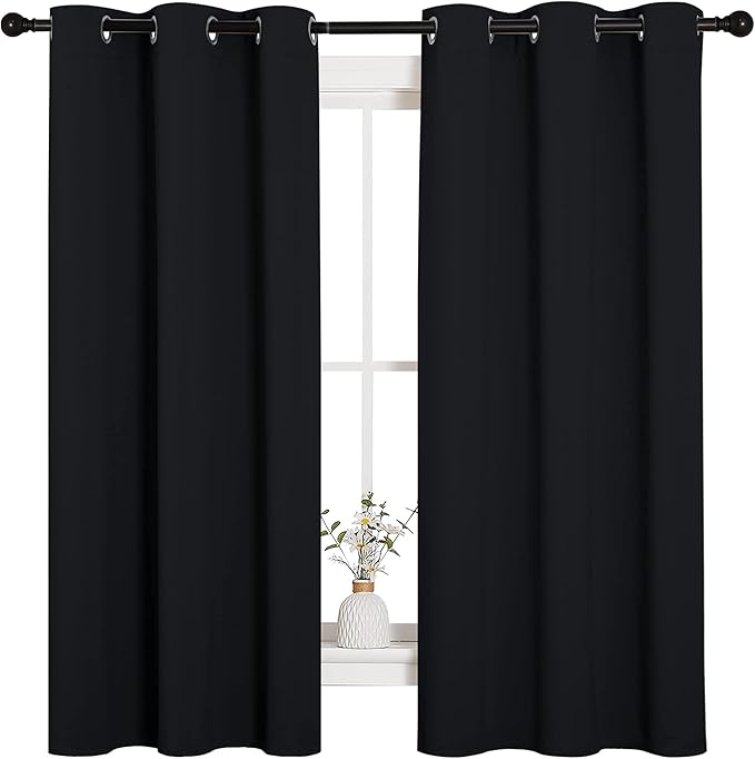 NICETOWN Halloween Pitch Black Solid Thermal Insulated Grommet Blackout by NICETOWN