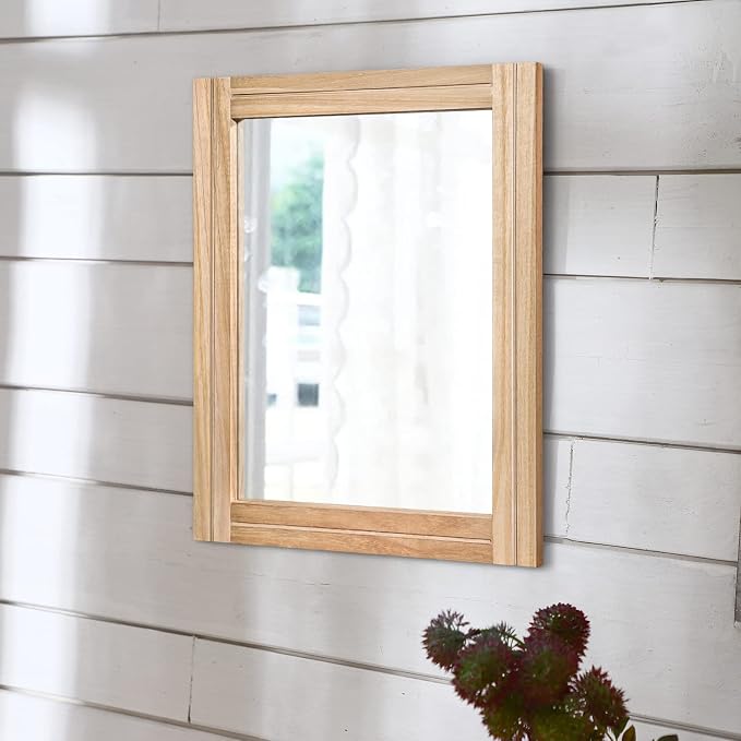 AAZZKANG Rustic Mirrors for Wall Rectangle Wood Frame Mirror 50 x 40 cm - Image 5