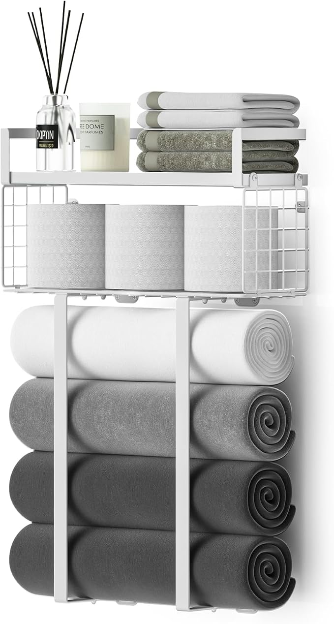 Towel Racks for Bathroom, Bathroom Shelf Over Toilet, Floating Shelves - Image 8