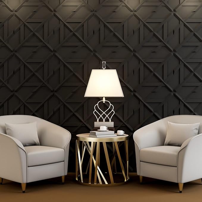 Art3d PVC 3D Wall Panel, Decorative Wall Tile in Black 12-Pack 19.7"x19.7" - Image 2