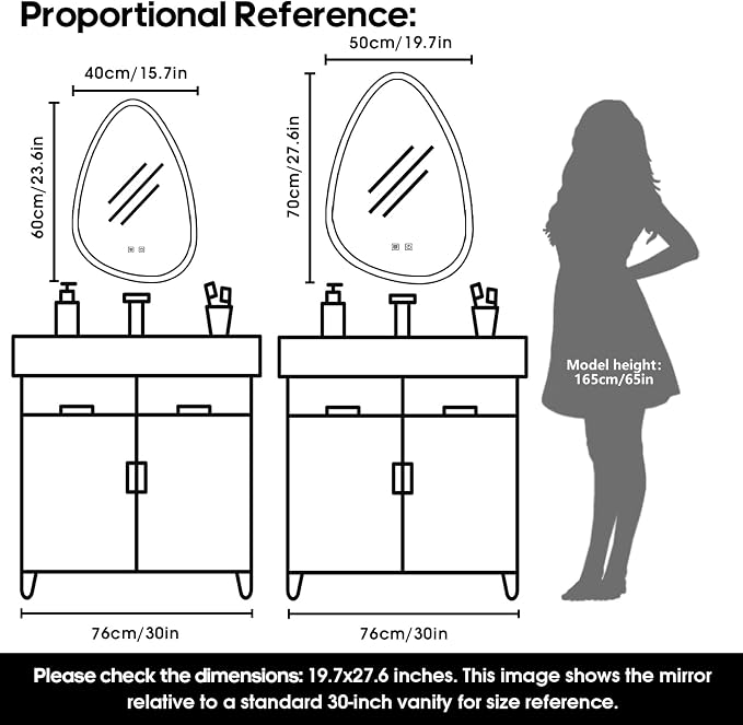 20x28 LED Bathroom Mirror with Lights Irregular, Lighted Bathroom Vanity Mirror - Image 5
