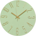 Wall Clock 12 Inch Silent Non-Ticking Imitation Wood Indoor Clock Round Green by BAKBRAND