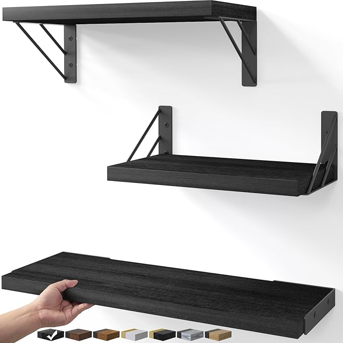 BAYKA Wall Mounted Floating Shelves, Wood Floating Wall Shelf by Bayka