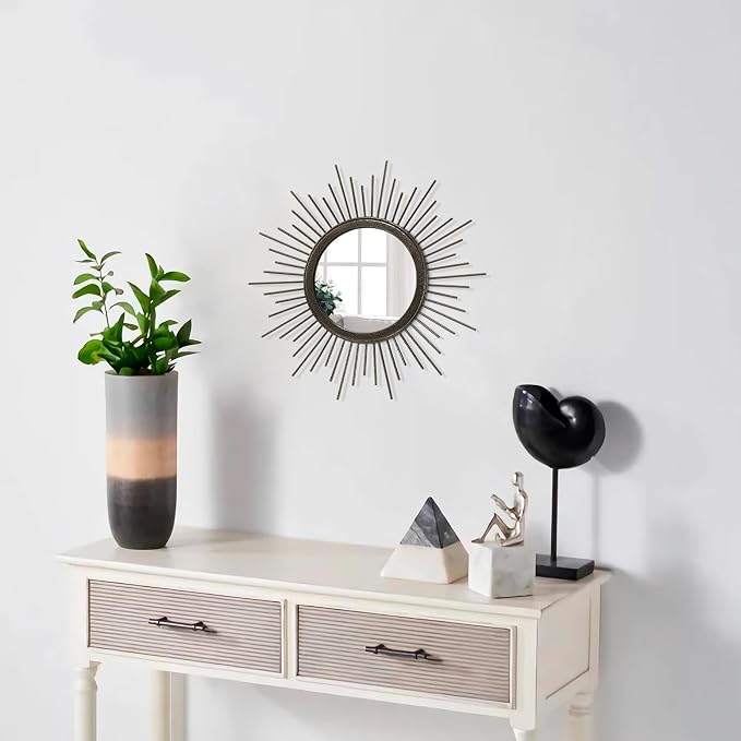 Sunburst Spoked Mirrors for Wall Boho Home Round Wall Art Mirror Classic Metal - Image 5