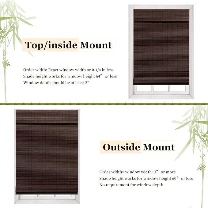 LUCKUP Cordless Bamboo Roman Blinds Shades - Image 5