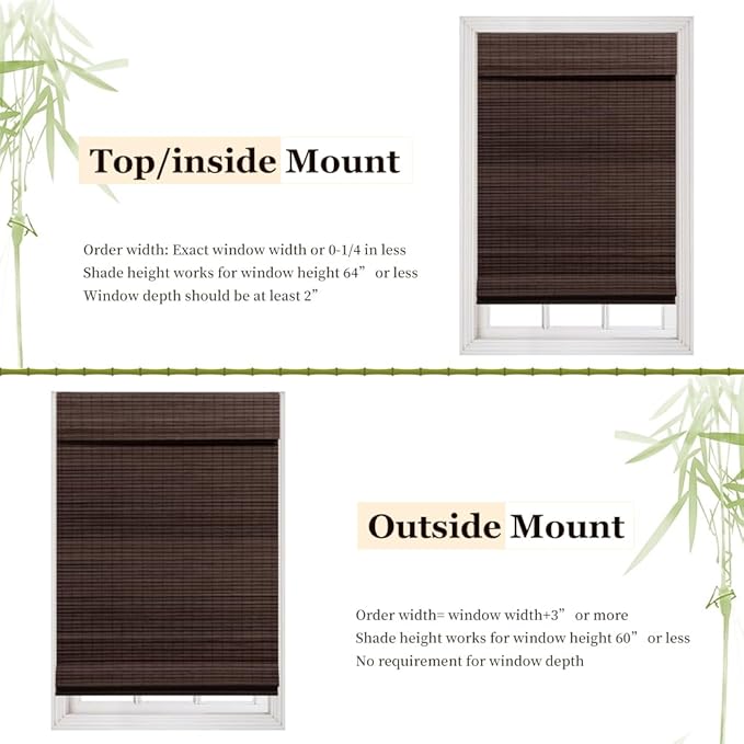 LUCKUP Cordless Bamboo Roman Blinds Shades - Image 5