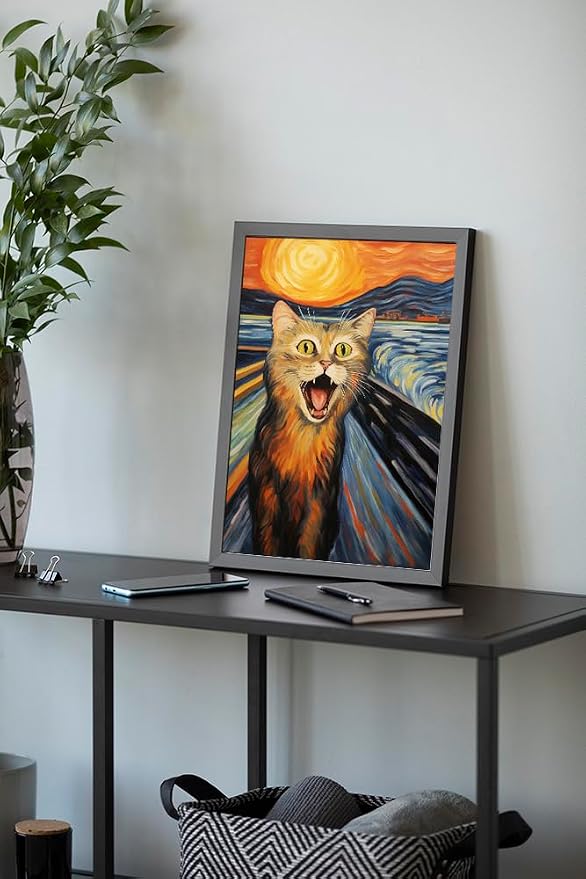 Hamduker Funny Scream Cat Wall Art Decor Famous Art - Image 4