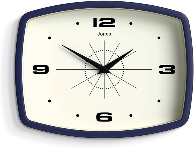 JONES CLOCKS® Movie Wall Clock | Rectangular Retro Clock | 25cm | Blue | Cool by JONESCLOCKS