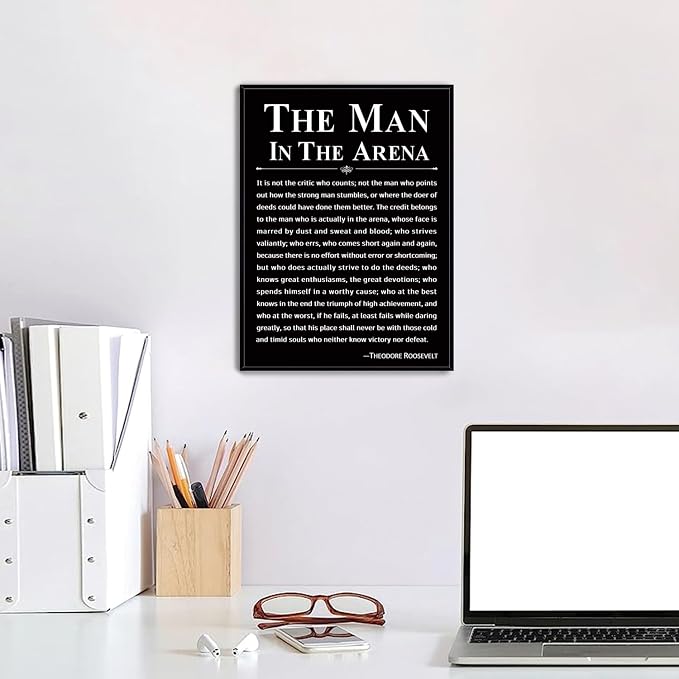 Howwii Office Wall Art Inspirational Decor The Man in the Arena Framed - Image 7