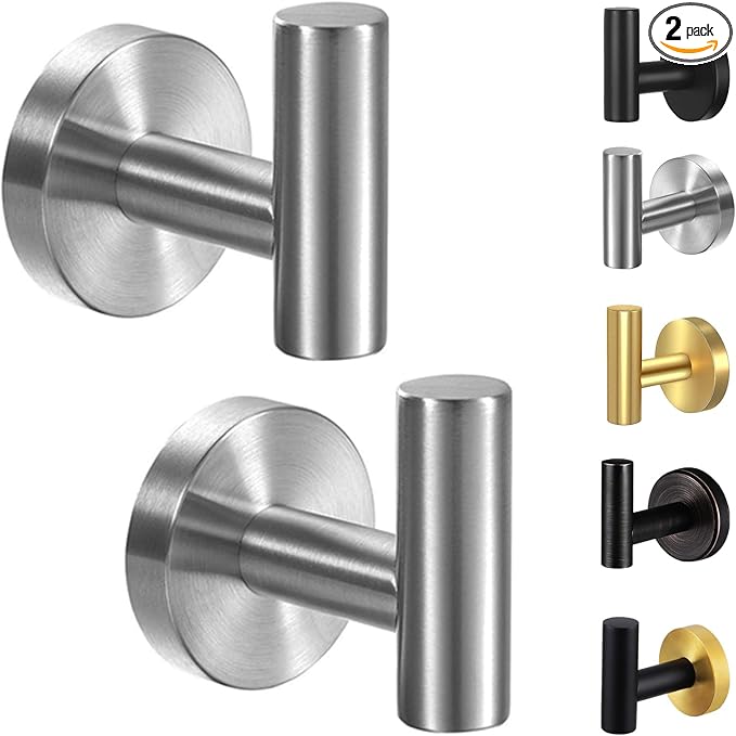 Kruodop Towel Hooks for Bathroom, 2 Packs Wall Mount Towel Holder, Matte Wall by Kruodop