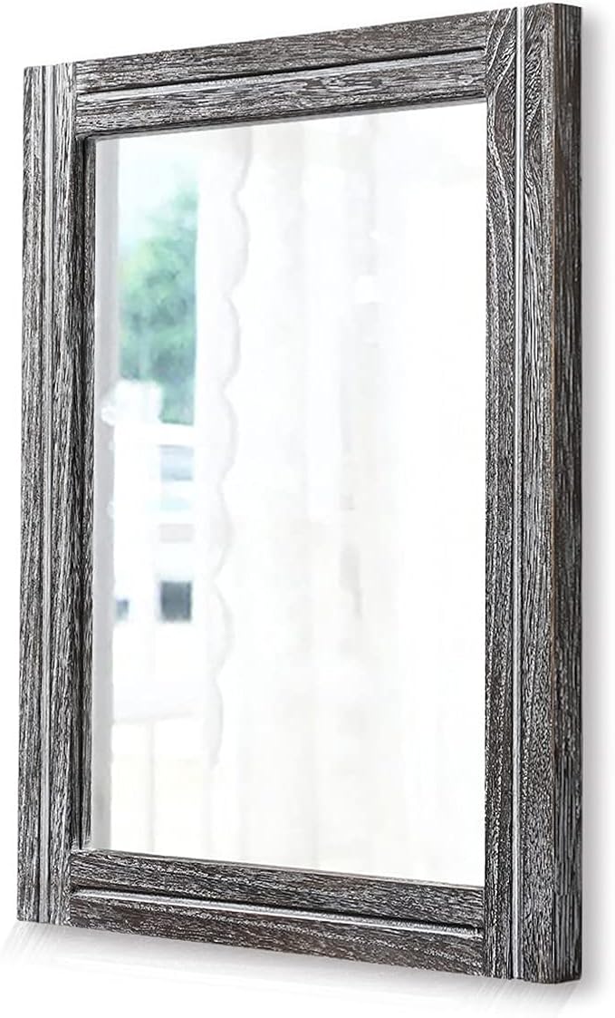 AAZZKANG Rustic Mirror Large Wood Framed Wall Mirror 70 x 50cm Rectangle by AAZZKANG