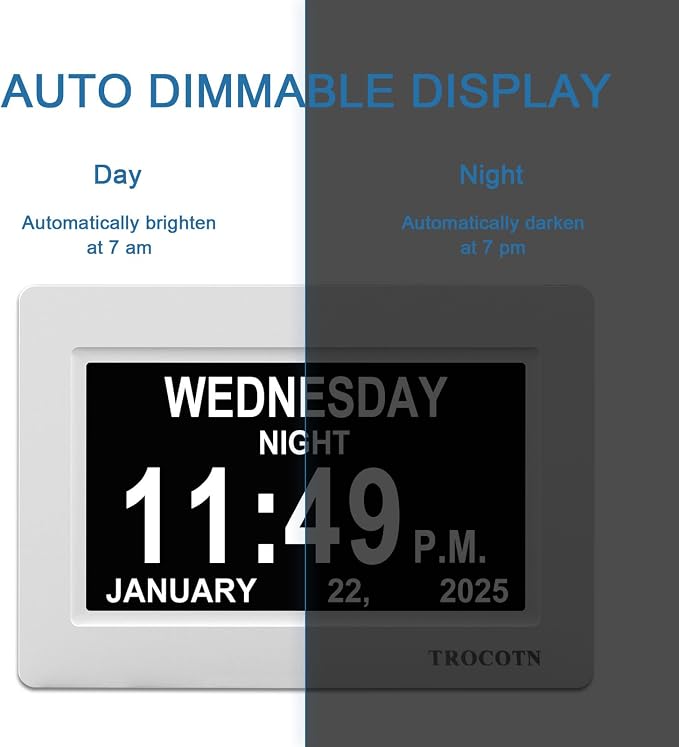 TROCOTN Dementia Clocks, Large Display Calendar Alarm Clock - Image 5