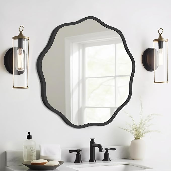 WallBeyond Round Wavy Mirror for Wall Decorative 20 inch, Modern Round Mirror by WallBeyond