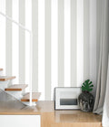 Guvana 17.7"×394" Grey and White Peel and Stick Wallpaper Striped Contact Paper by Guvana