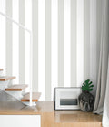 Guvana 17.7"x118" Grey and White Wallpaper Striped Peel and Stick Wallpaper by Guvana