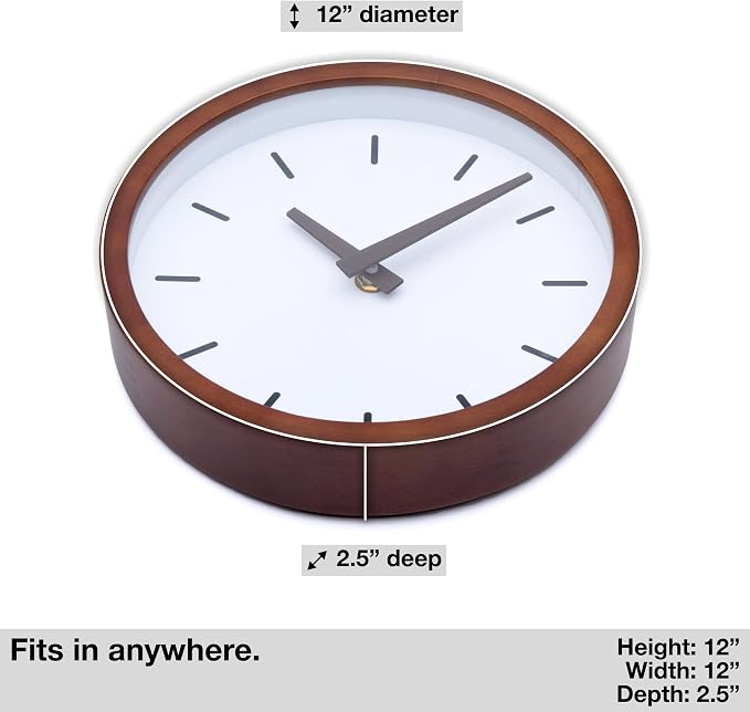 Driini Modern Mid Century Wood Analog Wall Clock - Image 3