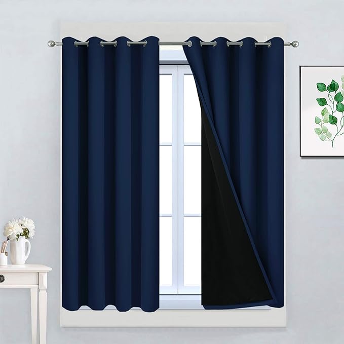 Yakamok 100% Blackout Curtains 45 Inches Long, 2 Thick Layers Total Blackout by Yakamok