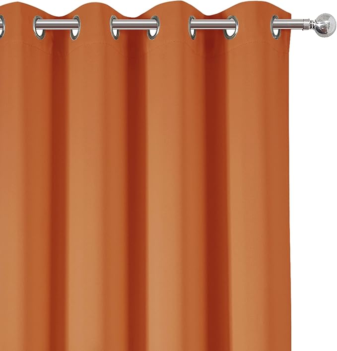 LEMOMO Orange Blackout Curtains 52 x 63 Inch Length/Set of 2 Curtain - Image 7