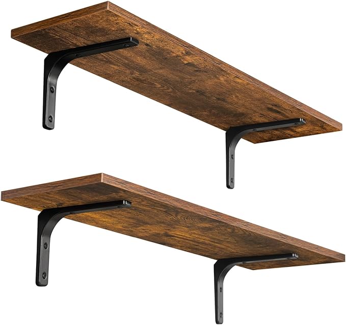 DINZI LVJ Long Wall Shelves, 23.6 Inch Wall Mounted Shelves Set of 2, by DINZILVJ