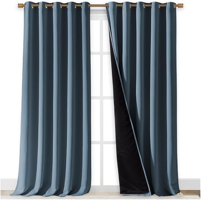 NICETOWN Full Shading Curtains for Windows, Smoky Blue, 62 inches W x 95 inches - Image 2
