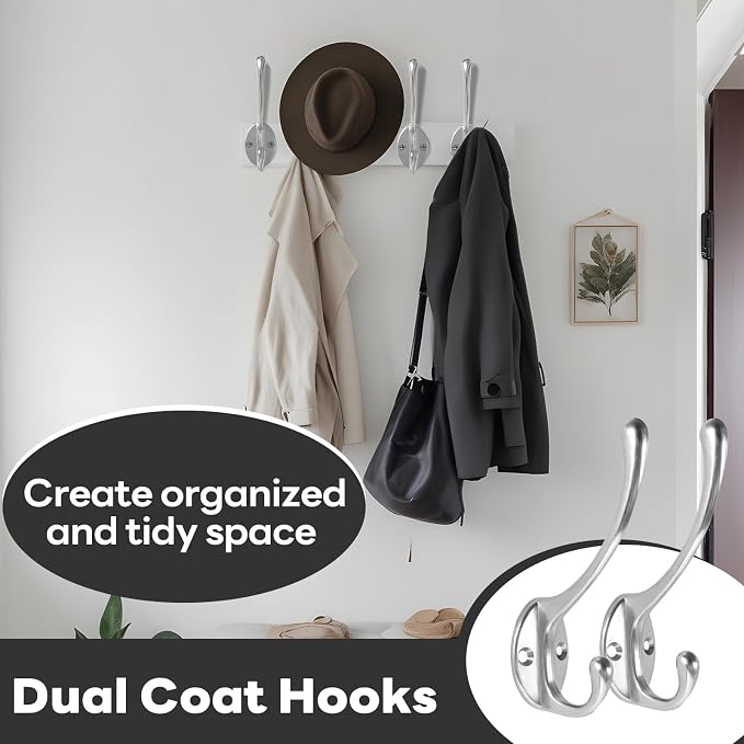 Wall Hooks for Hanging, 20-Pcs Heavy Duty Metal Coat Hooks, for Living Room - Image 4
