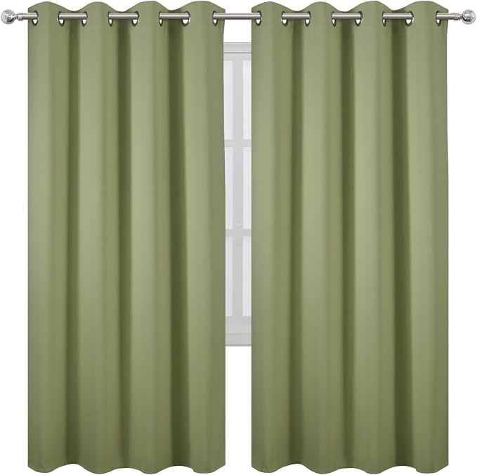 LEMOMO Blackout Curtains 66 x 72 Inch Long Sage Green Curtains Set of 2 Panels - Image 2