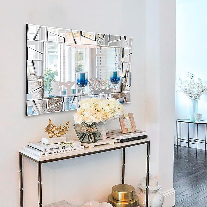 Chende Large Wall Mirrr with 3D Glass Frame, Modern Living Room Mirror - Image 7