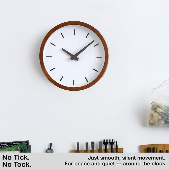 Driini Modern Mid Century Wood Analog Wall Clock - Image 4
