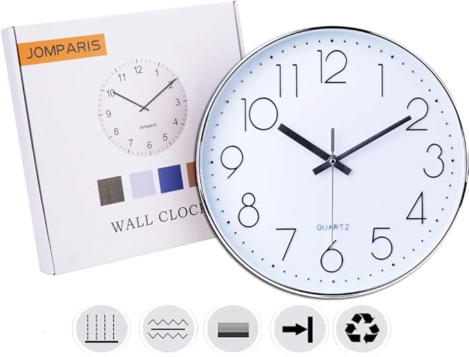 jomparis Modern 12" Battery Operated Non-Ticking Silent Sweep Movement Wall - Image 7