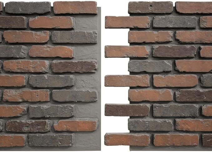 EverStone Aged Brick Faux Brick Panel, 46 7/8"W x 27"H x 1 1/4"D, Clay Creek - Image 8