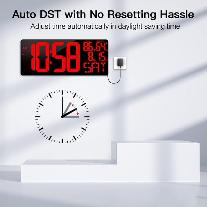 18" Digital Wall Clock Large Display/Bluetooth Sync Time, Large Wall Clock - Image 5