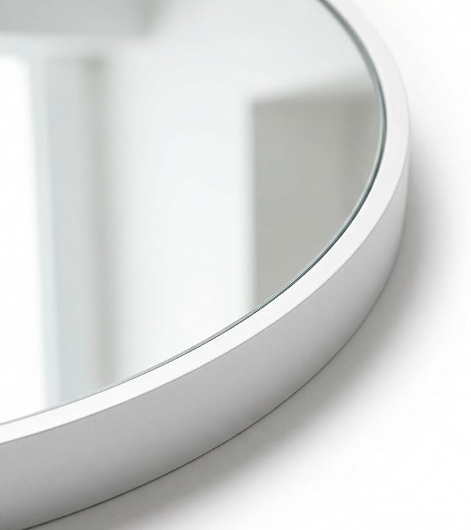 HARRITPURE Round Mirror 24" White Wall Mounted Circle Mirrors Vanity Mirror - Image 4