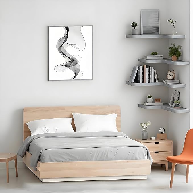 Floating Corner Shelves Set of 3, Solid Wood Picture Wall Shelf, Floating - Image 6