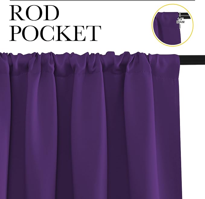 NICETOWN 2 Panels Blackout Curtains, Rod Pocket Window Curtains Room Darkning - Image 2