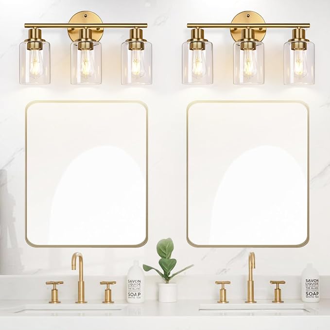 3-Light Gold Bathroom Light Fixtures, Modern Bathroom Vanity Light - Image 6