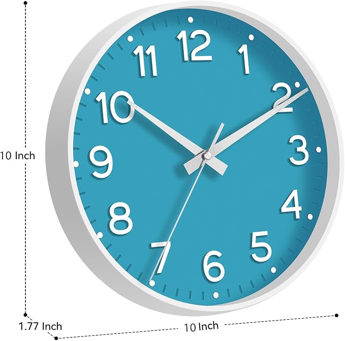 Roymnie Wall Clock, 10 Inch Silent Wall Clocks Battery Operated-Modern Non - Image 3