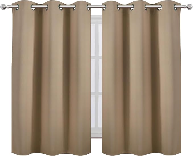 LEMOMO Natural Blackout Curtains/38 x 54 Inch/Set of Two Panels Grommet Living - Image 2