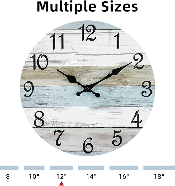 CHYLIN Wall Clock 12 Inch Bathroom Clock, Rustic Wall Clocks Battery Operated - Image 2