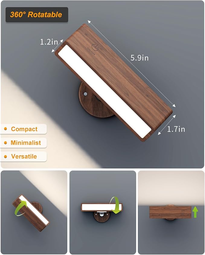 DetarZinLED Wooden Wall Lights Battery Operated - Image 7