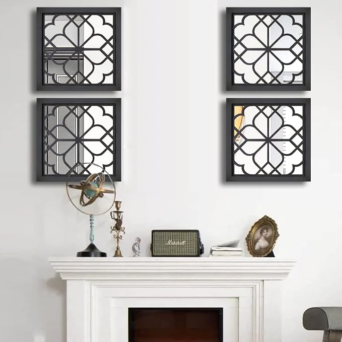 Wocred Set of 4 Mirrors Square Wall Mirror, Gorgeous Rustic Farmhouse Accent - Image 5