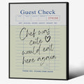 Black Framed Wall Art Posters Trendy Kitchen Guest Check Prints Chef Was Cute by PDFI