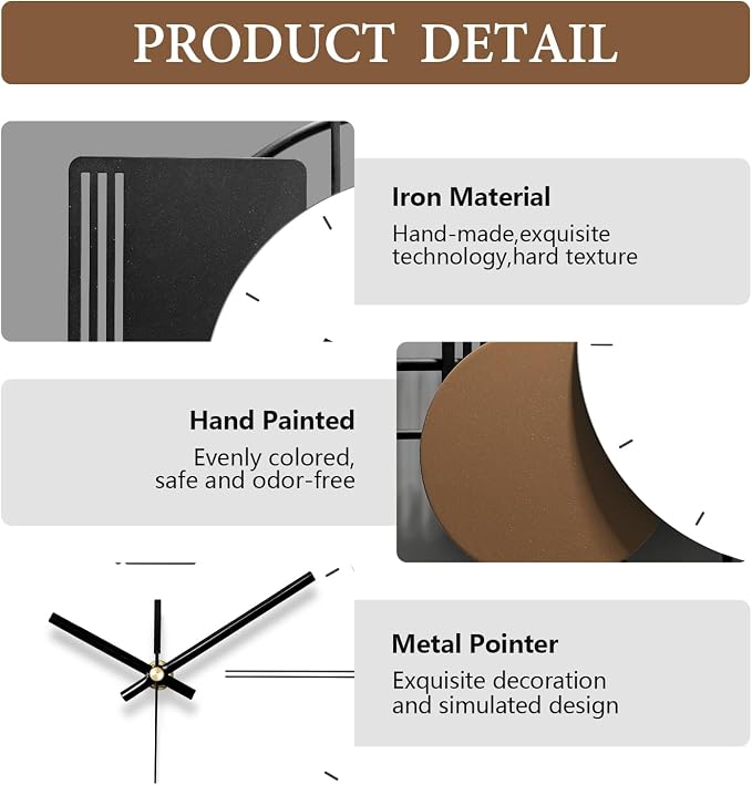 Modern Wall Clock for Living Room, Large Decorative Wall Clock, Creative Silent - Image 3