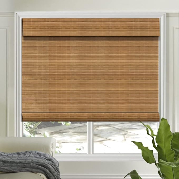 Letau No Drill No Tools Cordless Wood Window Shades Blinds, Bamboo Light by LETAU