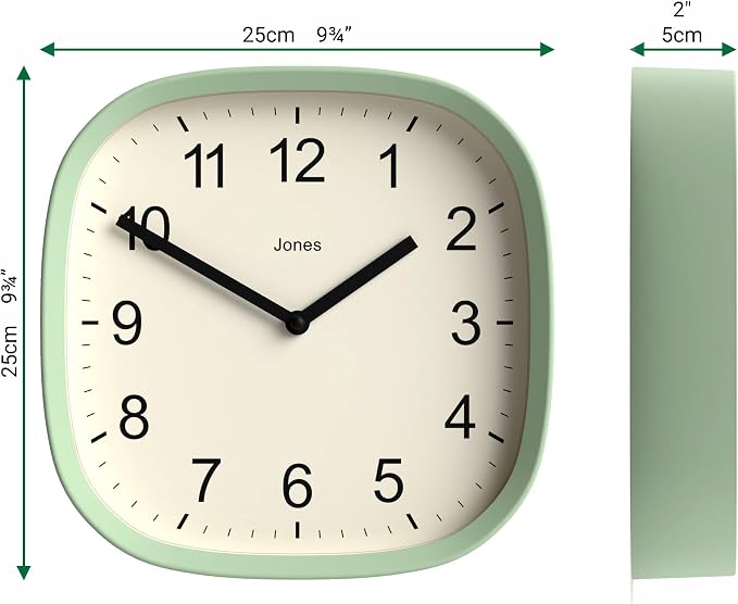 JONES CLOCKS® Sprite wall Clock | Modern Retro Rounded Square Clock | 10 inch | - Image 4