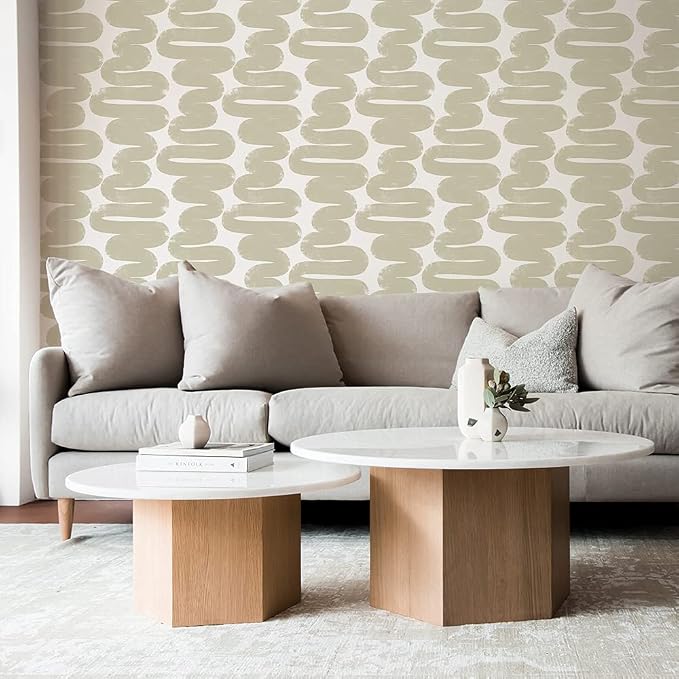 Tempaper x Bobby Berk Beige & White Wiggle Room Removable Peel and Stick - Image 3
